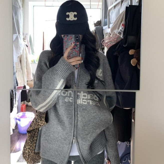 PEONIST 女款舒適保暖針織拉鍊外套