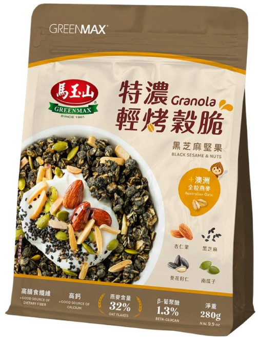 馬玉山 特濃輕烤穀脆 黑芝麻堅果, 1包, 280g