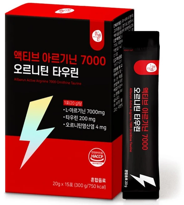 올바른건강식품 액티브 아르기닌 7000 오르니틴 타우린 15p, 300g, 1개 - 쿠팡