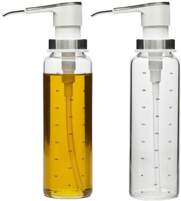 미르코리아 내열유리 펌프 시럽 오일병 화이트, 2개, 500ml