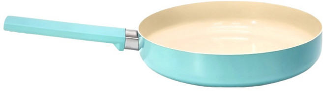mama cook 媽媽廚 甜心粉藍陶瓷平底鍋, 1個, 24cm