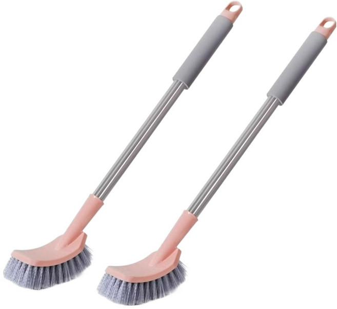 마켓감성 욕실 튼튼솔 브러쉬 스텐형, 핑크, 2개