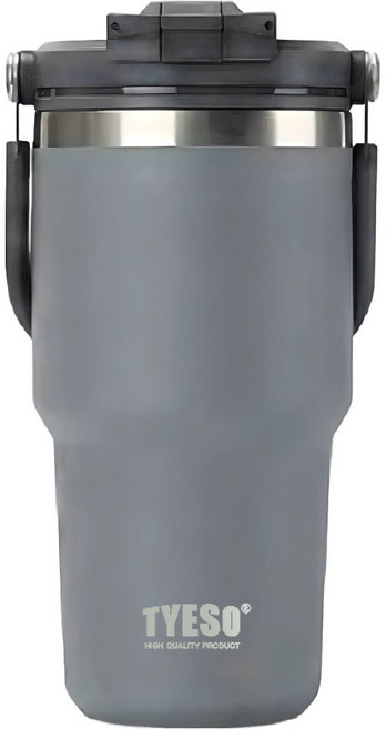 TYESO 泰碩 二代 304不鏽鋼手提保溫冰霸杯, 高級灰, 600ml, 1個