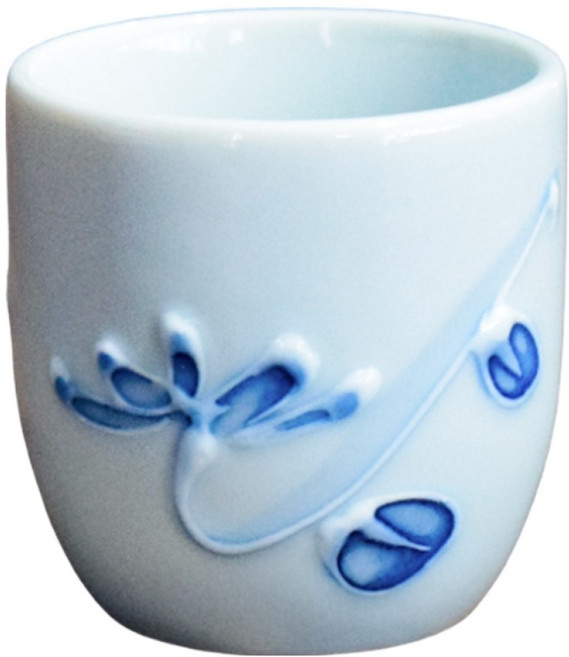 手繪蝴蝶茶杯 日本製, 1個, 白色