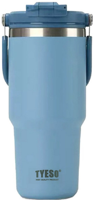 TYESO 泰碩 二代 304不鏽鋼手提保溫冰霸杯, 天空藍, 750ml, 1個