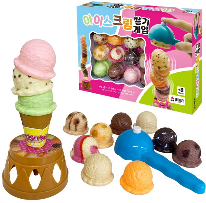 재미존 아동용 아이스크림 쌓기 게임, 혼합색상, 1개