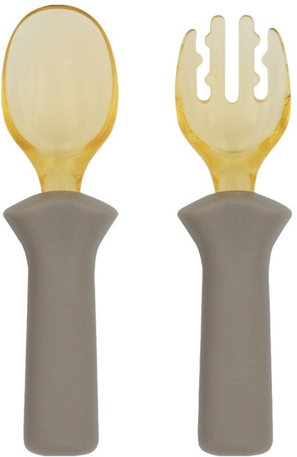 모두아이 블루마마 PPSU 스스로 스푼 + 포크 세트, 베이지, 1세트