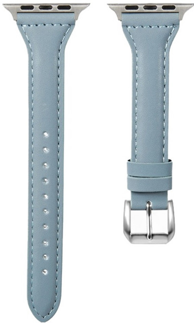 OMG 經典女士替換皮革錶帶 46mm, 1個, 灰藍色