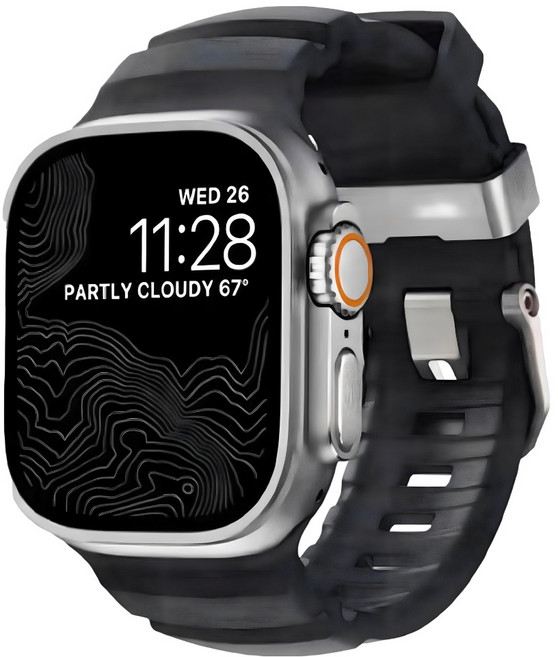 無品牌野徑鈦合金矽膠防水替換錶帶 46mm, 1個, 黑色