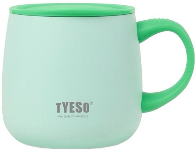TYESO 泰碩 陶瓷內膽大肚馬克杯附蓋, 嫩芽綠, 355ml, 1個
