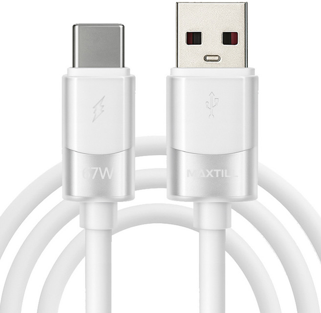 맥스틸 A타입-C타입 USB 67W 초고속 충전 케이블 MT-UC, White, 1개, 1m