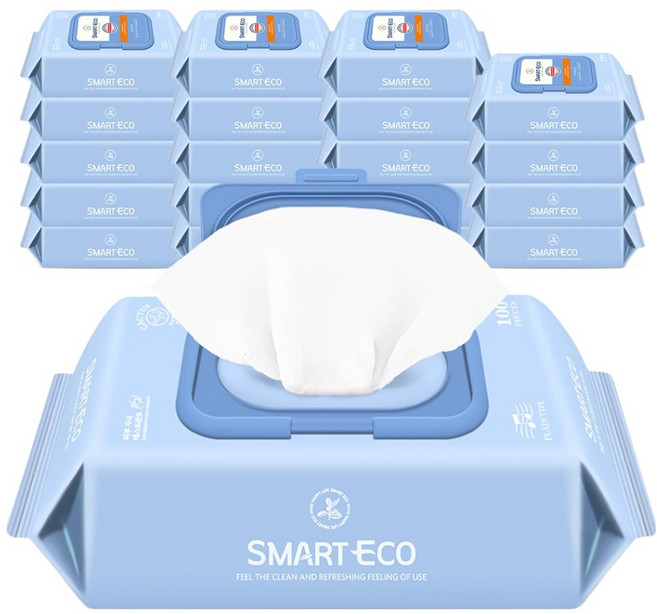 스마트에코 비바체 아기물티슈 캡형, 43g, 100개입, 20개