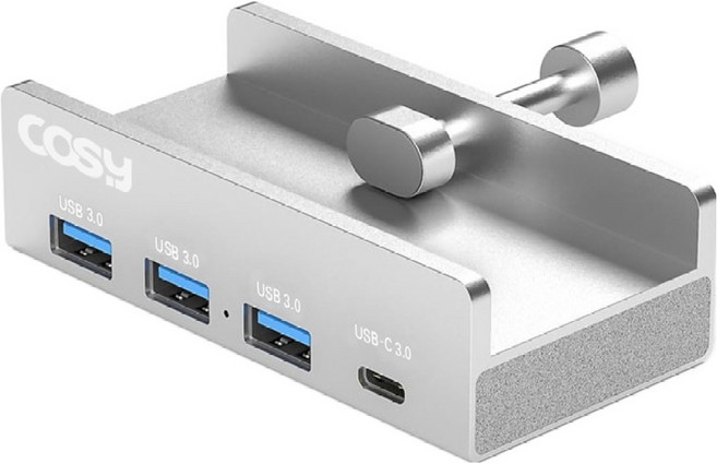 코시 클램프 고정형 3.0 3포트 + C타입 USB 허브 UH2201, 실버, 1개