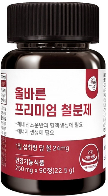 올바른건강식품 프리미엄 철분제, 90정, 1개