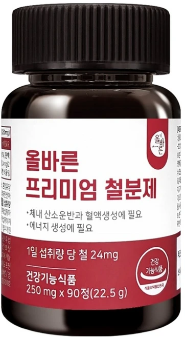 올바른건강식품 프리미엄 철분제, 90정, 1개 - 쿠팡