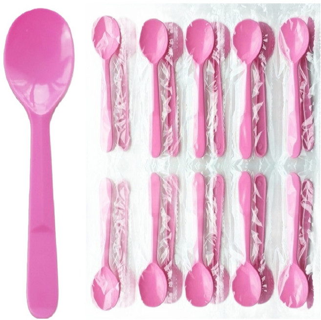 생활을그리다 디저트 아이스크림 스푼 러블리 핑크 12cm, 1개, 100개입