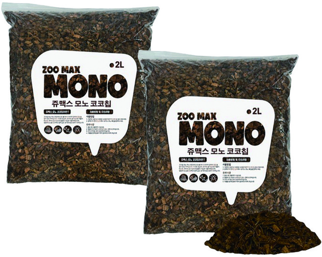 쥬맥스 파충류 모노 코코칩 베딩 2L, 혼합색상, 2개