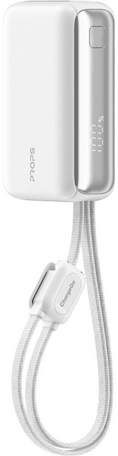 프롭스 PD 고속충전 10000mAh 기내반입 일체형 미니 ChargeGo 보조배터리, 화이트, PFB114W10