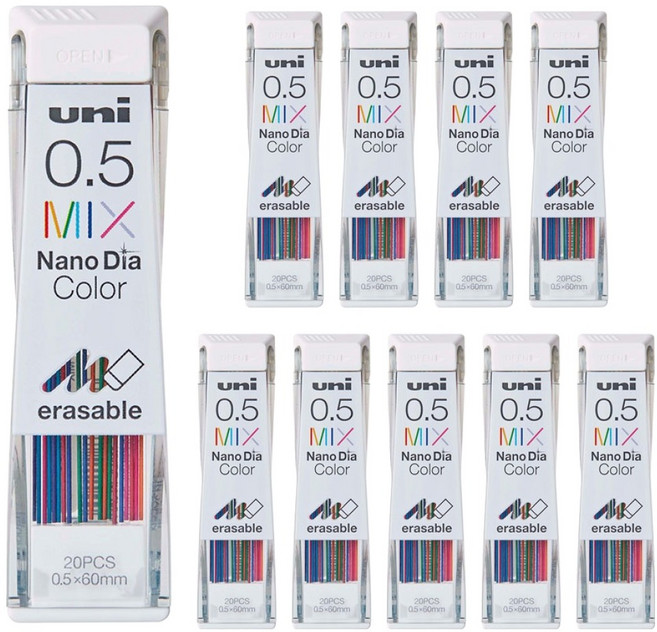 유니볼 컬러 샤프심 믹스 UNI05-202NDC, 0.5mm, 10개