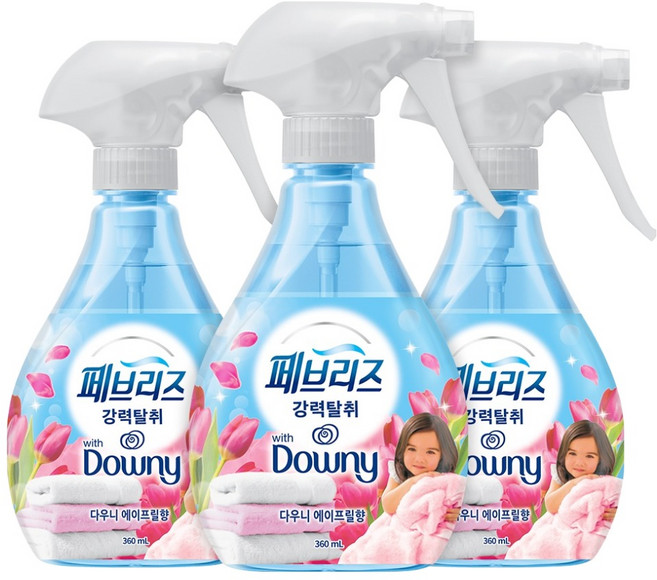 페브리즈 섬유탈취제 다우니 에이프릴향 본품, 360ml, 3개