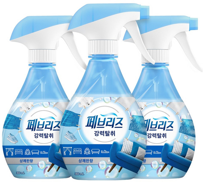 페브리즈 섬유탈취제 상쾌한향 본품, 360ml, 3개