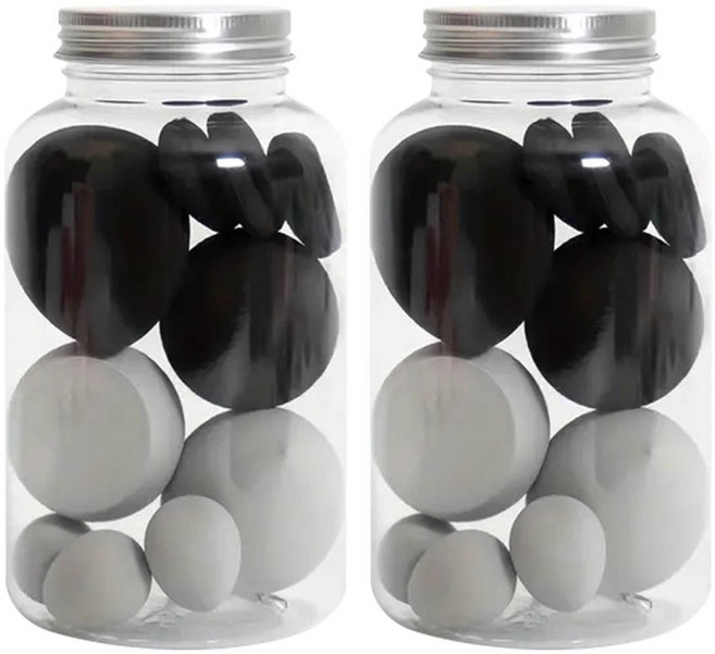 美妝蛋粉撲植絨氣墊漂流瓶套組, 黑色 + 灰色, 2組