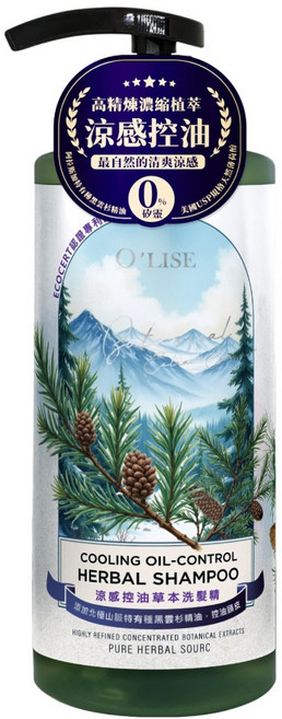O'LISE 歐黎絲 涼感控油草本洗髮精, 750ml, 1個