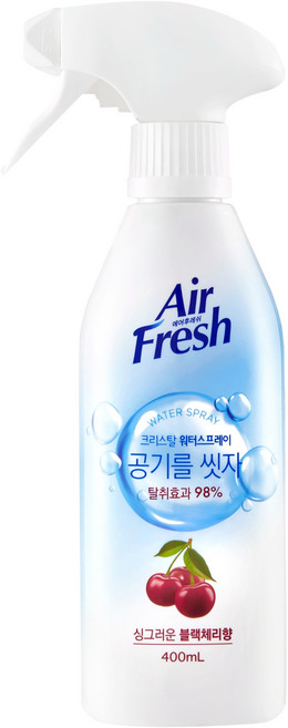 에어후레쉬 크리스탈 워터스프레이 공기탈취제 블랙체리향, 400ml, 1개