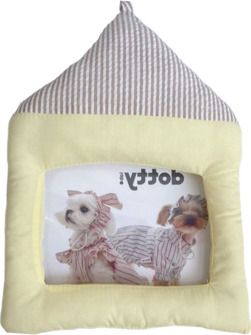 해삐정 반려동물 체크패브릭 미니액자, 1개, 아이보리+옐로우 집