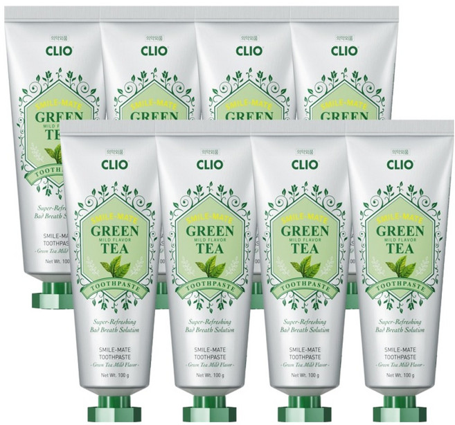 크리오 스마일메이트 그린티마일드향 올인원 치약, 8개