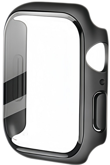 YUNMI 殼膜一體保護殼/鋼化玻璃透明手錶保護殼 46mm, 黑色, 1個