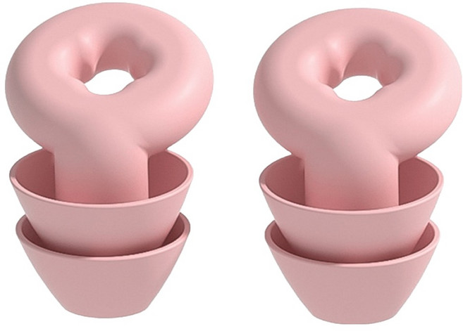SUNORO 雙層助眠防水耳塞 強降噪矽膠款 粉色, 1組, 2個裝