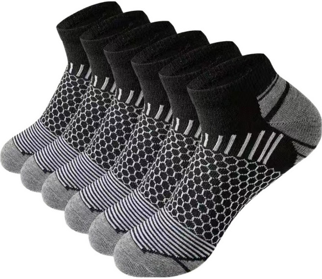 타이드코 땀흡수 잘되는 등산 런닝 스포츠 양말, 블랙, 6개