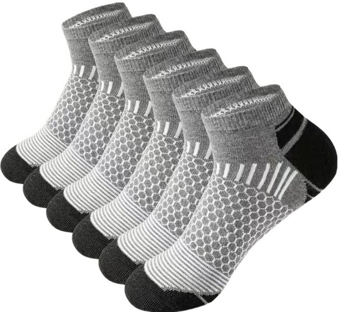 타이드코 땀흡수 잘되는 등산 런닝 스포츠 양말, 그레이, 6개