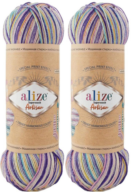 Alizee Superwash 手工藝編織線, 9003 紫色天空混色, 2個