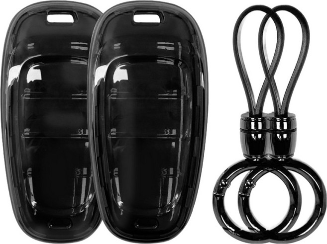 레인윙스 자동차 스마트키 투명 젤리 케이스 2p + 키링 2p 세트, 블랙, 현대 01