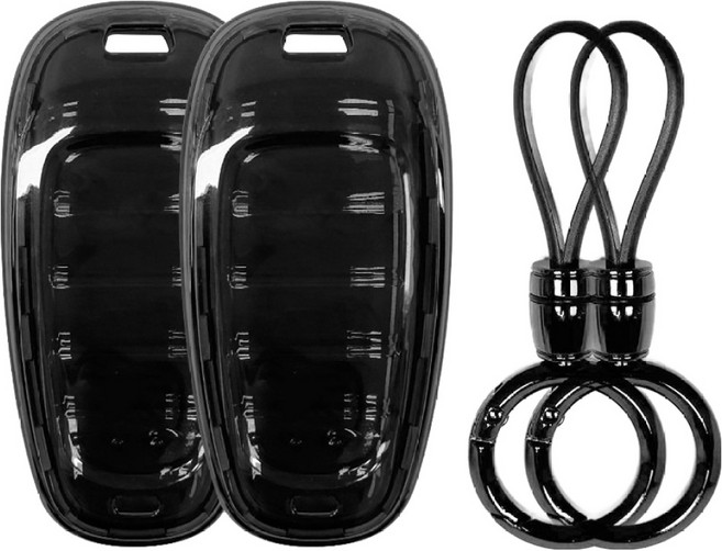 레인윙스 자동차 스마트키 투명 젤리 케이스 2p + 키링 2p 세트, 블랙, 현대 02