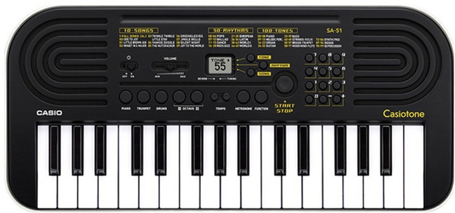 CASIO 卡西歐 電子32鍵入門款迷你鍵盤, 黑色 + 淺灰色, SA-51, 1個