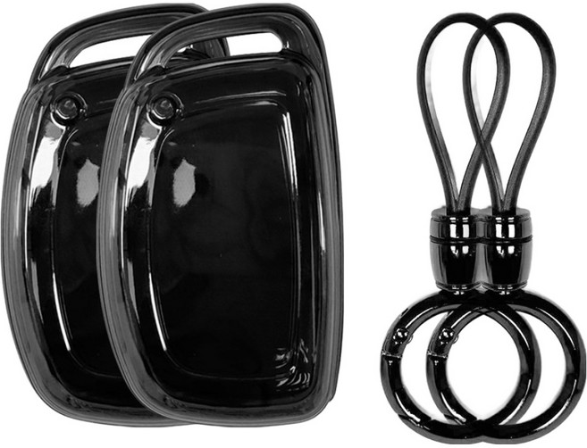 레인윙스 자동차 스마트키 투명 젤리 케이스 2p + 키링 2p 세트, 블랙, 현대 05