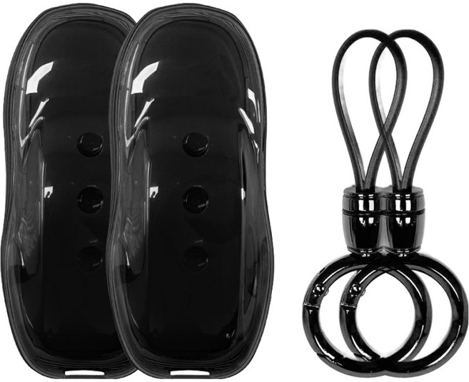 레인윙스 자동차 스마트키 투명 젤리 케이스 2p + 키링 2p 세트, 블랙, 포르쉐 02