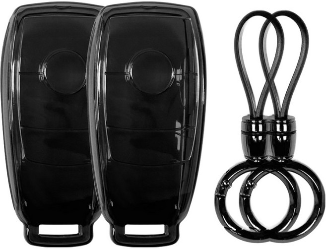 레인윙스 자동차 스마트키 투명 젤리 케이스 2p + 키링 2p 세트, 블랙, 벤츠 02