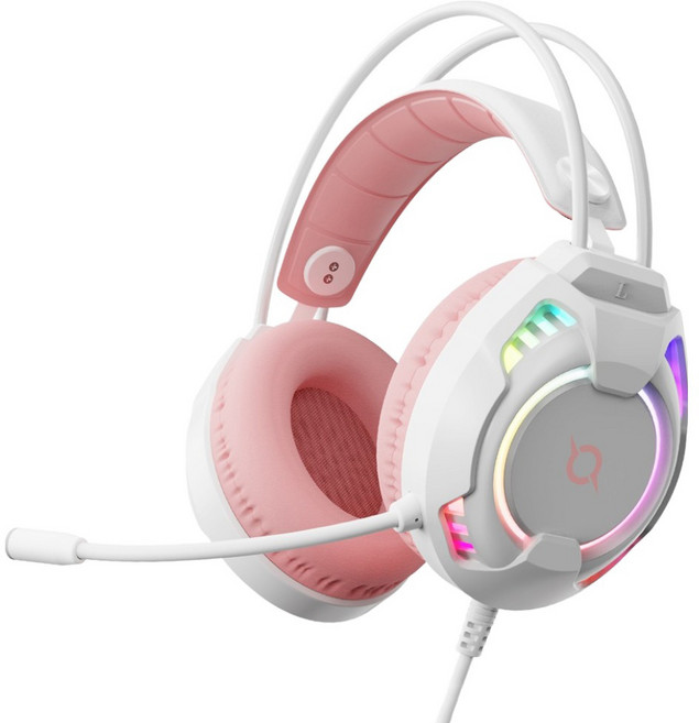 COX 가상 7.1 ENC RGB 진동 게이밍 헤드셋, V800, 화이트