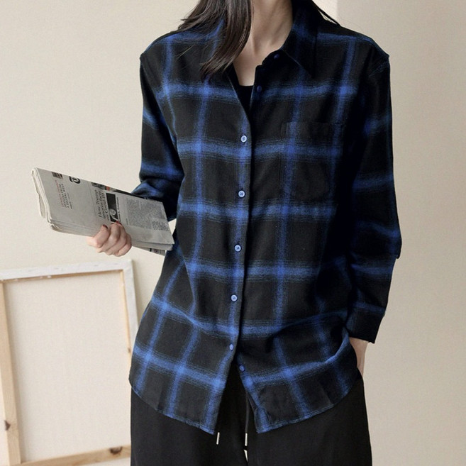andstyle 女款外刷毛大格紋冬季日常法蘭絨襯衫 264963
