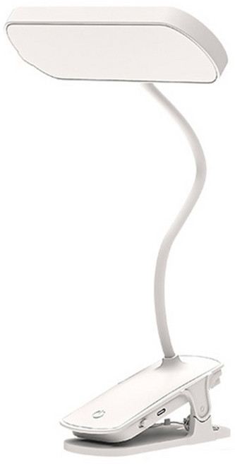Kyhome 夾式LED學習護眼檯燈 智能觸控閱讀燈 床頭小夜燈 方頭, 白色