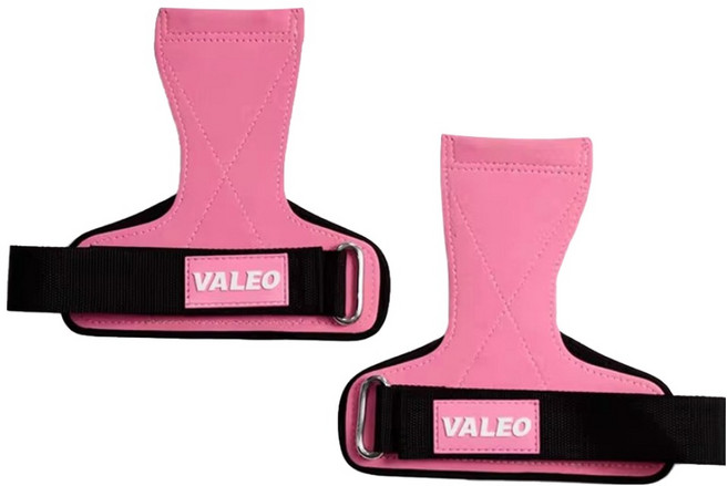 VALEO 防滑重訓拉力帶 一雙入 握力帶 護腕 護具 健身手套 護掌 助握帶 舉重 划船 引體向上, 1組, 粉色