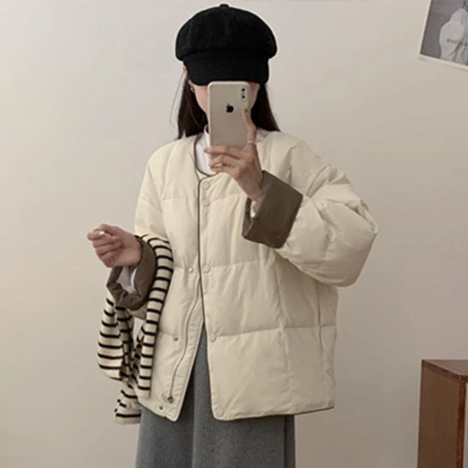 The Flow Commerce 女款簡約舒適圓領無領輕量羽絨夾克