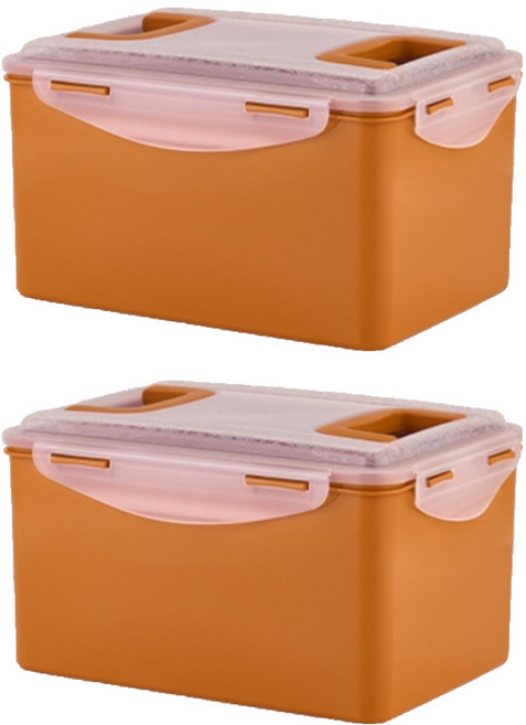 ecosense 황토 누름이 직사각 밀폐용기, 2개, 9.5L