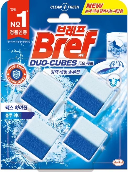 브레프 듀오큐브 맥스 하이진 변기세정제 4p, 200g, 1개
