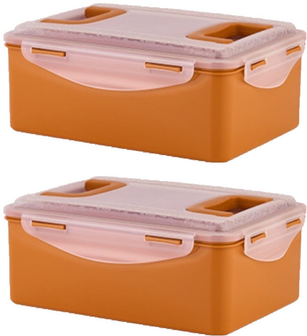 ecosense 황토 누름이 직사각 밀폐용기, 2개, 6.5L