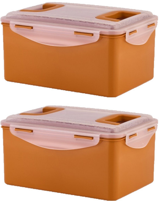 ecosense 황토 누름이 직사각 밀폐용기, 2개, 8.5L